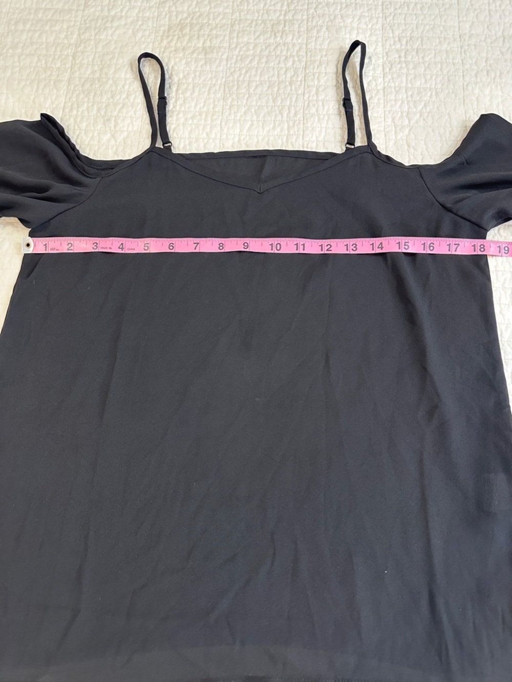 Small Boutique Black Cold-Shoulder Spaghetti Strap Women's Top Rayon Blend - Picture 4 of 5